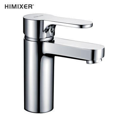 China Small MOQ High Quality Metered Faucets HIMXIER Deck Mounted Brass Single Hole Faucet Basin Bathroom Faucet for sale