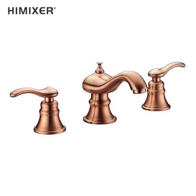 China Himixer Kaiping Metered Faucets Hot And Cold Water Mixer Taps Bathroom Basin Faucet CUPC 3 Hole Mounted Gold Basin Faucets for sale