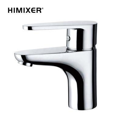 China HIMIXER faucets in-stock cupc classic single handle metered bathroom basin taps modern chrome brass color body basin mixer taps for sale