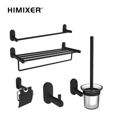 China Luxury matte black set of 304 stainless steel bathroom accessories from HIMXIER contemporary high quality popular washroom goods for sale