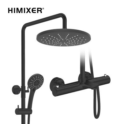 China With Himixer High Quality Bathroom Small MOQ Sliding Bar Thermostatic Shower Mixer Faucet Set Matte Black for sale