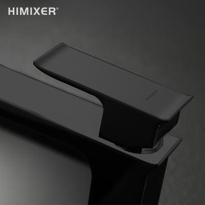 China Himixer 2021 Hot Sale Product Bathroom Faucets Metered Basin Tap Hole Matte Black Single Mixer Tap for sale