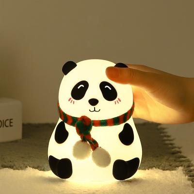 China Cute Panda Charging USB Night Light Colorful Cartoon Silicone Lamp Led Cartoon Fashion Table Lamp for sale