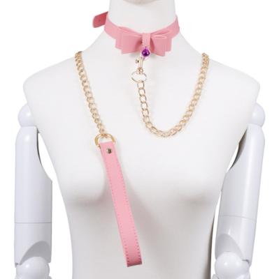 China FUN sex toys for woman dog play pink bow SM collar cosplay neck with chain male sex toys for sale