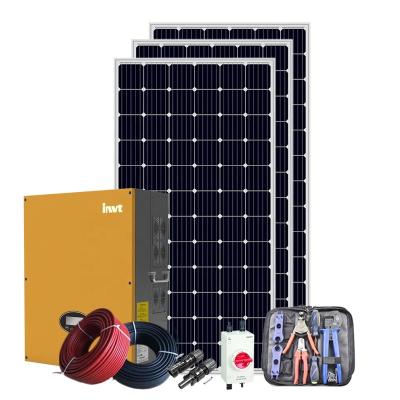 China home roof 3kw mono 5kw 10kw 12kw 15kw 20kw 100kw photovoltaic power on grid solar panel system for home for sale