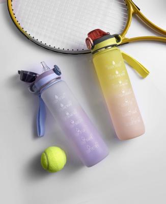 China 1liter Eco-Friendly Motivational Sports Plastic Bottle Drinking Leakproof Clear Bottles Sustainable Bottles for sale