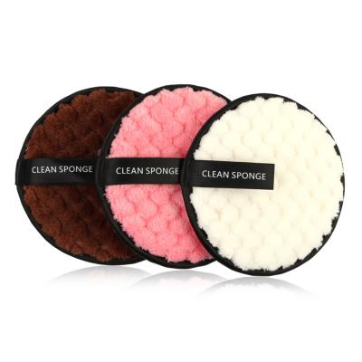 China Custom Logo Soft Reusable Soft Fiber Sponge Skin Care Makeup Remover Clean Sponge for sale