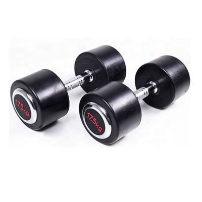 China Steel + Rubber Weightlifting Equipment Fitness Gym PU or PU Coated Round Rubber Dumbbell and Barbbell for sale