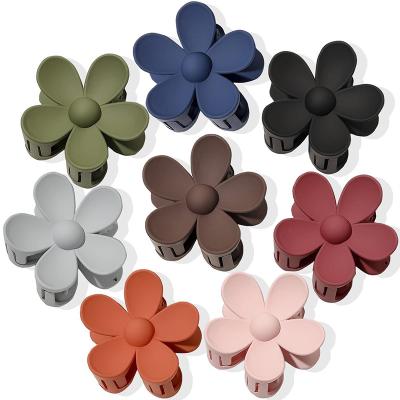 China Wholesale Hot Sale Solid Color Flower Hair Claw Daily Use Matte Hair Claw Plastic Clips For Women Daily Hair Use for sale