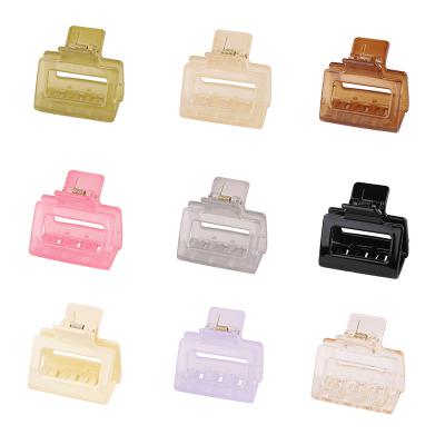 China Mini Square Hair Claw Clips Korean Wholesale Soft Jelly Color Plastic Hair Claws For Women Thin Hair for sale