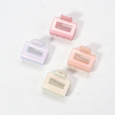 China 2022 Daily Decorative New Wholesale Cute Small Square Hair Claw Plastic Candy Colors Hair Claw Clips For Women for sale