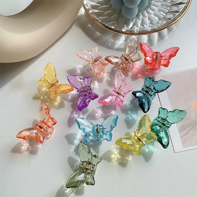 China Customizable Transparent Mini Butterfly Hair Claw Plastic Hair Claw Clips Daily Decorative Fashion For Women Thin Hair for sale