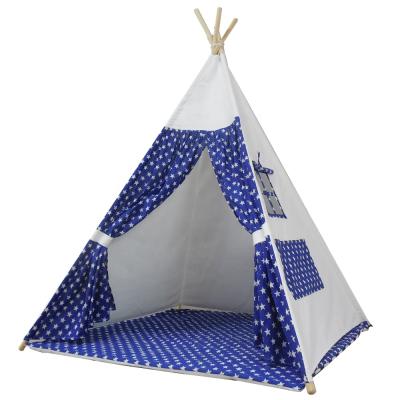 China Toy Safety Standards Children's Teepee Tent Baby Room Kids House Cotton Canvas Kid's Castle Tent With Mat for sale