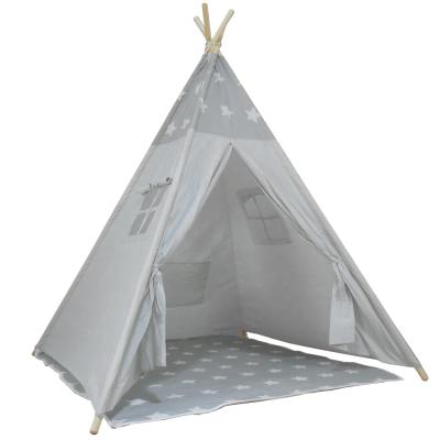 China Toy Safety Standards Kids Teepee Tent Stars Tent House Resort Tent For Kids Castle Cotton Canvas With Mat for sale