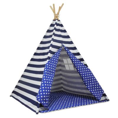 China Wholesale Toy Safety Standards Baby Room Teepee Tent 100% Cotton Canvas Tent House For Kids Tent Castle With Mat for sale