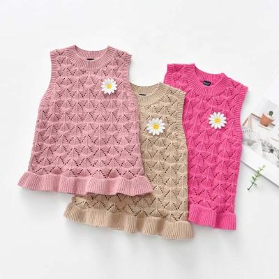 China 2021 Cotton Breathable Soft Breathable Simple Cute Hollow Flower Woven Sweater Dress for sale