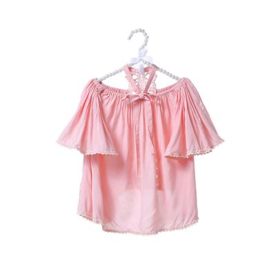 China Sustainable Wholesale T Shirts Pink Color Baby Tops O-Neck Kids Tops for sale