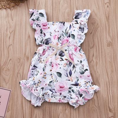 China Hot Sale Girls Sleeveless Romper Baby Clothes Cute Romper With Ruffle for sale