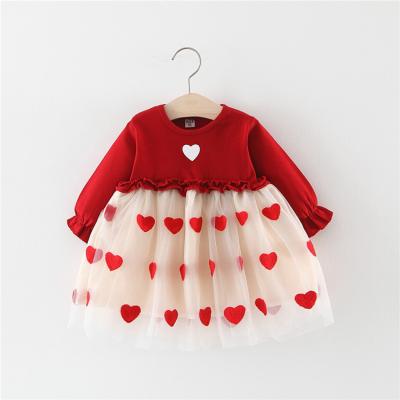 China Breathable Babies Party Wear Dress Girls Birthday Dress With Heart Printed for sale