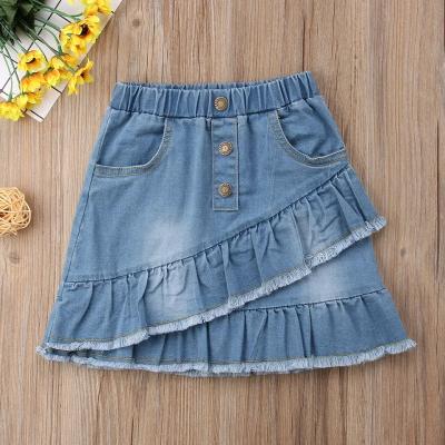 China 2022 Breathable High Quality Girl Wholesale Mini Irregular Jeans Skirt Autumn Summer Season Little Kid Spring for sale