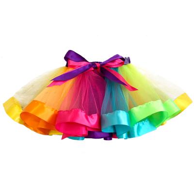 China Anti-wrinkle summer baby rainbow tutu skirts for active 100% polyester ball service kids baby girl satin bow girls 10 year dress for sale