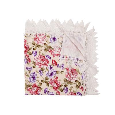 China Customrization Wearable Cheap Available Lace Floral Baby Blanket for sale