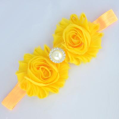 China Soft Polyester Handmade Elastic Flowers Baby Headbands Newborn Hair Accessories for sale