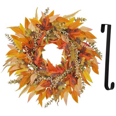 China Other Autumn Artificial Eucalyptus Ferns And Berry Ornaments Wreath For Front Door Window Decor Fall Harvest Decorations for sale