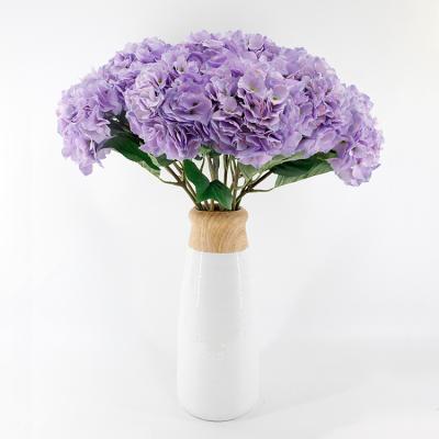 China Artificial Flower Plastic/Fabric/Iron Wire Hydrangea Purple Artificial Flower Fake Flores Artificiales For Home Decor for sale