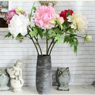 China Peony Peony Stem PE Flowers Realistic Single Double Heads Peony Artificial Flower for sale