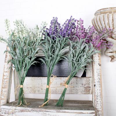 China Bush Flower for 12 Pieces Lavender Wholesale Cheap Artificial Plastic Flowers Fake Wedding Bulk Artificial Flowers for sale