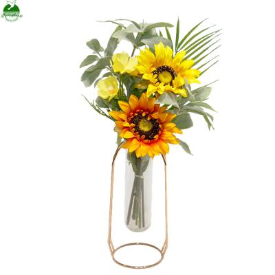 China The Other Wholesale Yellow Sunflower Artificial Flower Silk Bouquet For Decoration Office Party Garden Home Decor for sale