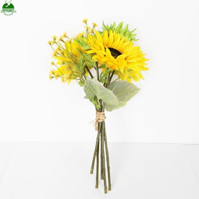 China Modern Indoor Decoration 40cm Artificial Sunflowers Flower Bouquets for sale