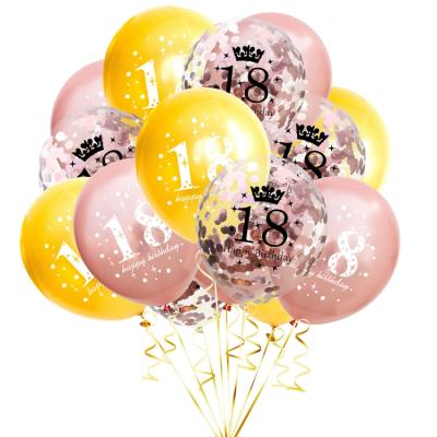 China 15pcs Happy 16th 16th 18th Birthday Latex Number Balloon 18 Years Old Balloons Birthday Party Decorations Supplies for sale