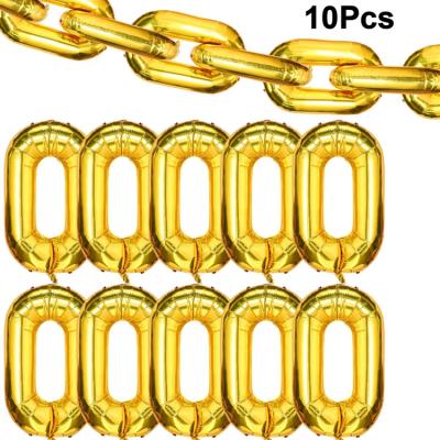 China Wedding Marriage 10 Pieces 40 Inch Aluminum Chain Balloons Links Giant Balloons For 80s 90s Hip Hop Themed Birthdays Weddings Graduations (Golden) for sale