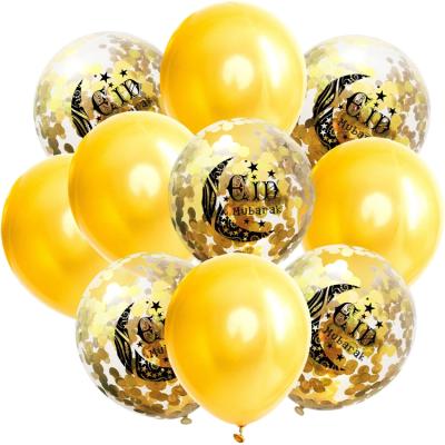 China Wedding 10pcs Wedding Party Event Decoration Latex Coffetti Balloon Eid Mubarak Balloons Hajj Mabrour Muslim Gold for sale