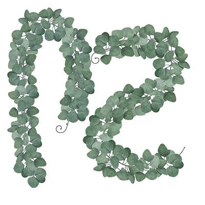 China Home Decor Home Decor 13 Feet Artificial Silver Dollar Eucalyptus Leaves Garland Greenery Wedding Backdrop Arch Wall Decor for sale