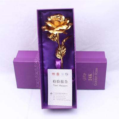 China Unique Colorful Valentine's Day Thanksgiving Mother's Day Daughter Birthday Gifts Rose Artificial Gold Roses Flower Unique Valentine's Day Gift for sale