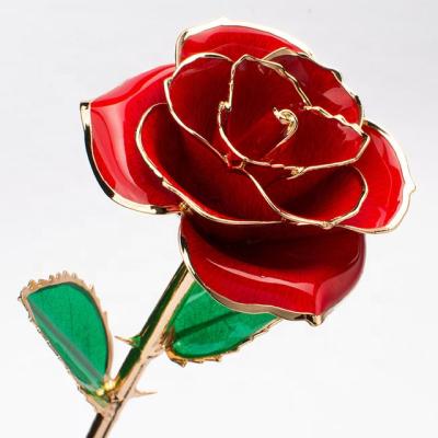 China Multicolor Rose Flower Valentines Day Gift 24K Gold Plated Gold Plated Wedding Anniversary Valentine's Day Gift Lover Girlfriend Romantic Gift for sale