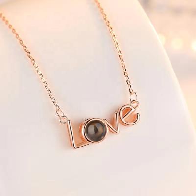 China Valentine's Day Gift Wholesale Instagram Necklace 100 Languages ​​Letters Necklace Personalized I Love You For Women Girls for sale