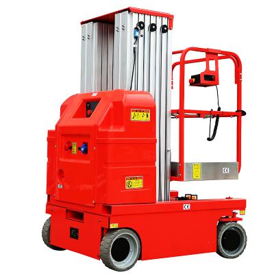 China Hotels V Self Propelled Single Mast Aluminum Work Platform Lift 6m 7.5m 125kg 150kg for sale