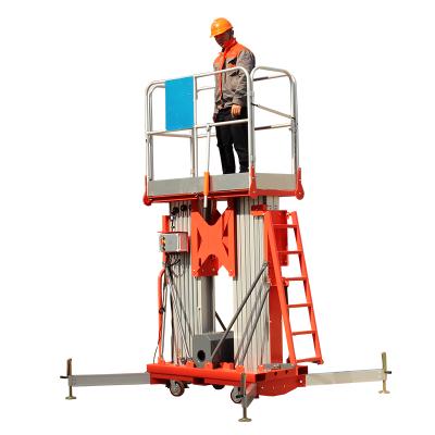 China Hotels 8m-18m High End Electric Work Platform Aluminum Alloy Hydraulic Double Lifter Lift Manufacturer for sale