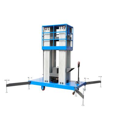 China Hotels Full Electric Double Mast Aluminum Work Platform Lifting Equipment for sale