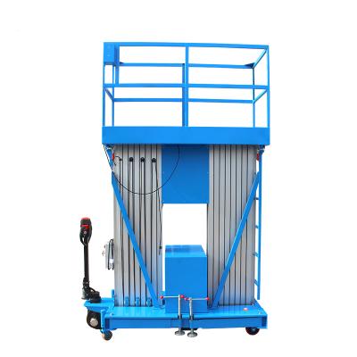 China Hotels Load Capacity 200kg Full Electric Aluminum Double Column Electric Work Platform Lift for sale