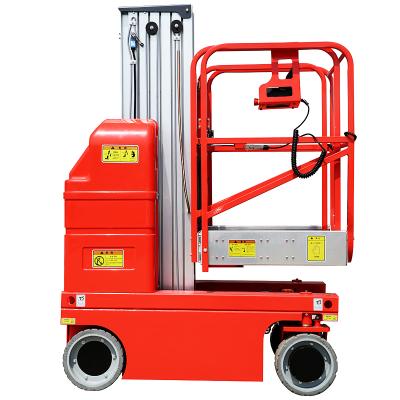 China High Height Hotels 6m 7.5m Aerial Work Lift Self Propelled Platform Single Mast Aluminum Lifter for sale