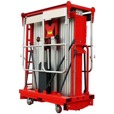 China Hotels CE Certificated Work Platform 10m 6m 8m Lifts Double Mast Aluminum Portable Lift for sale