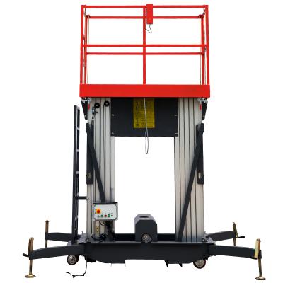 China Advertising Company Dual Masts Aluminum Aerial Work Platform Lift Machine Lifting for sale