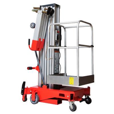 China 150kg Load Explosion Proof High End Single Mast Aluminum Hydraulic Work Platform Traction Lift Accessories for sale