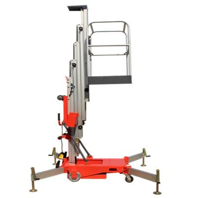 China High End Hotel Quality Aluminum Single Mast Lift Hydraulic Electric Manlift Aerial Work Single Platform for sale