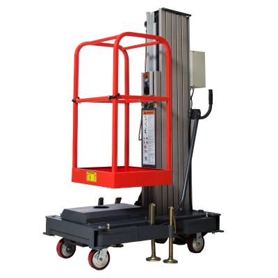 China Advertising Company CE Certificate Aluminum Single Mast Aerial Work Platform Lift Machine for sale